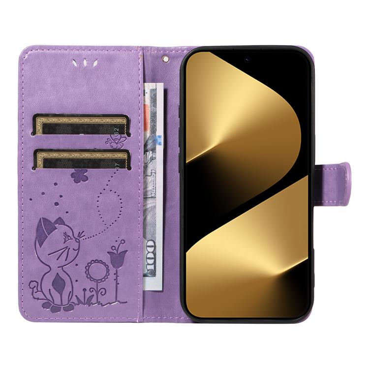 For Huawei Pura 80 Ultra 5G Cat and Bee Embossed Flip Leather Phone Case(Purple) - free shipping - PMC TechLife - Order now!