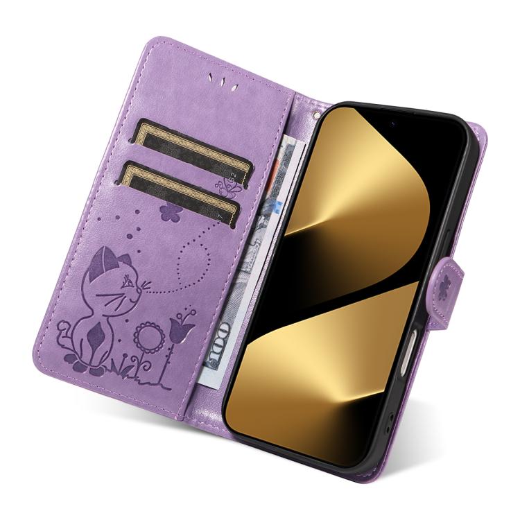 For Huawei Pura 80 Ultra 5G Cat and Bee Embossed Flip Leather Phone Case(Purple) - free shipping - PMC TechLife - Order now!