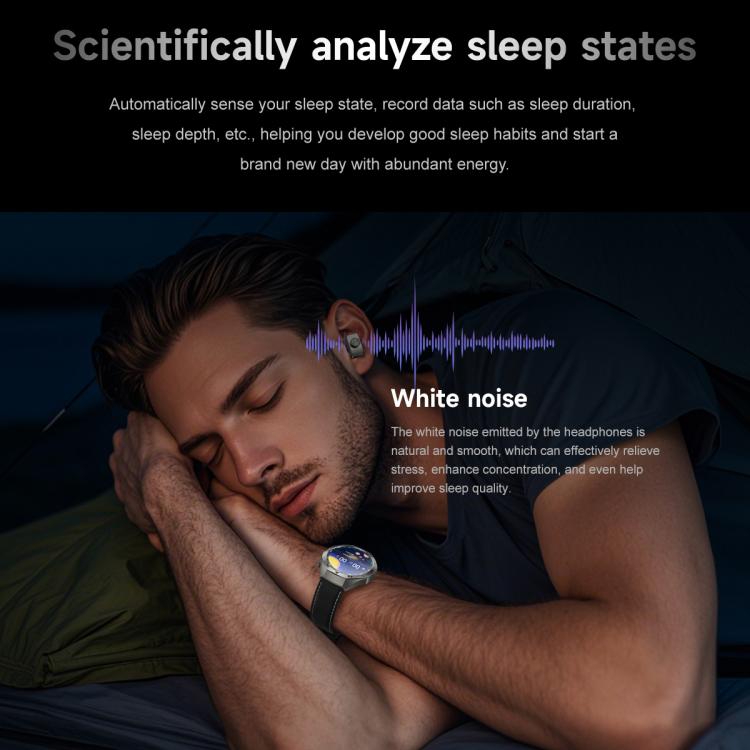 F38 Dual-ear Bluetooth Earphone Smart Watch IP67 Supports Heart Rate Monitoring, Watchband:Leather(Silver) - free shipping - PMC TechLife - Order now!