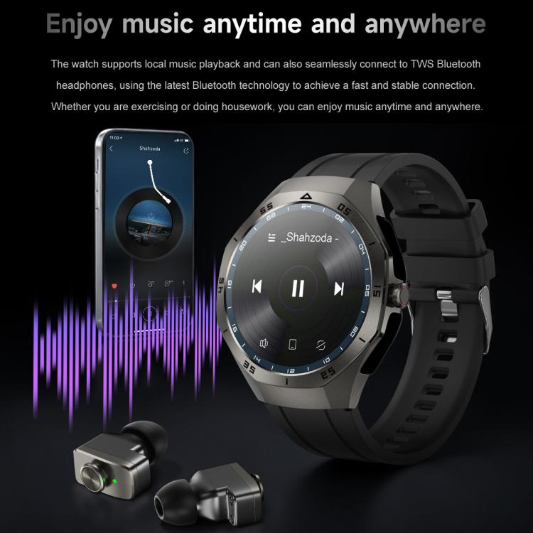 F38 Dual-ear Bluetooth Earphone Smart Watch IP67 Supports Heart Rate Monitoring, Watchband:Leather(Silver) - free shipping - PMC TechLife - Order now!