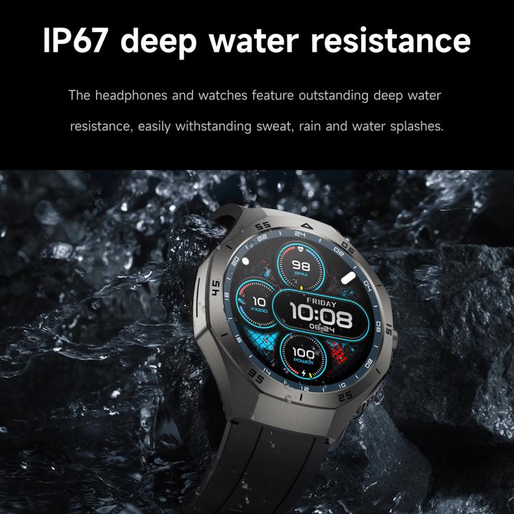 F38 Dual-ear Bluetooth Earphone Smart Watch IP67 Supports Heart Rate Monitoring, Watchband:Leather(Black) - free shipping - PMC TechLife - Order now!