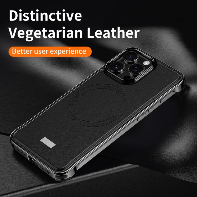 For iPhone 15 J TRIBE Metal Frameless Plain Leather MagSafe Phone Case(Brown) - free shipping - PMC TechLife - Order now!