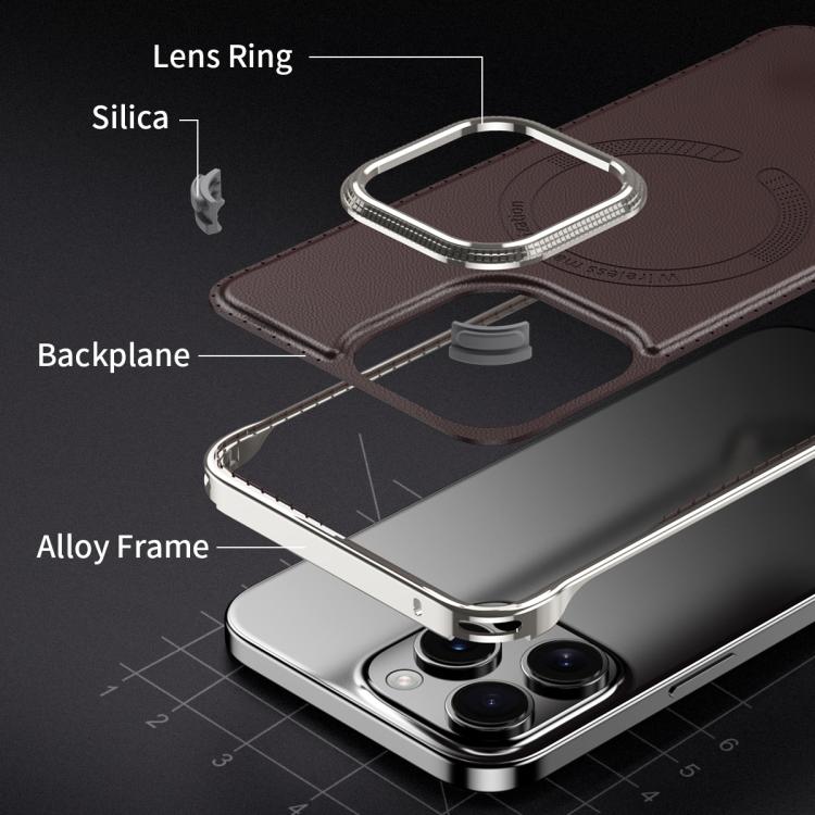 For iPhone 15 J TRIBE Metal Frameless Plain Leather MagSafe Phone Case(Black) - free shipping - PMC TechLife - Order now!