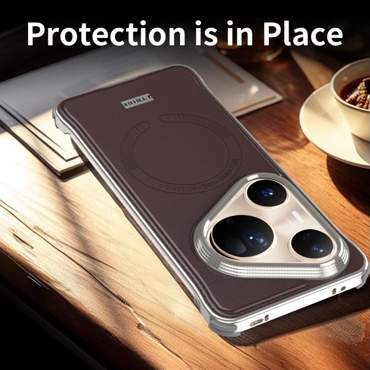 For Huawei Pura 80 Pro 5G J TRIBE Metal Frameless Plain Leather MagSafe Phone Case(Brown) - free shipping - PMC TechLife - Order now!