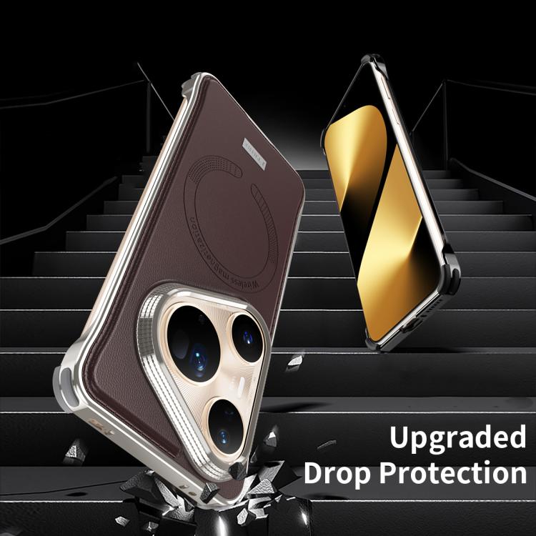 For Huawei Pura 80 Pro+ 5G J TRIBE Metal Frameless Plain Leather MagSafe Phone Case(Brown) - free shipping - PMC TechLife - Order now!