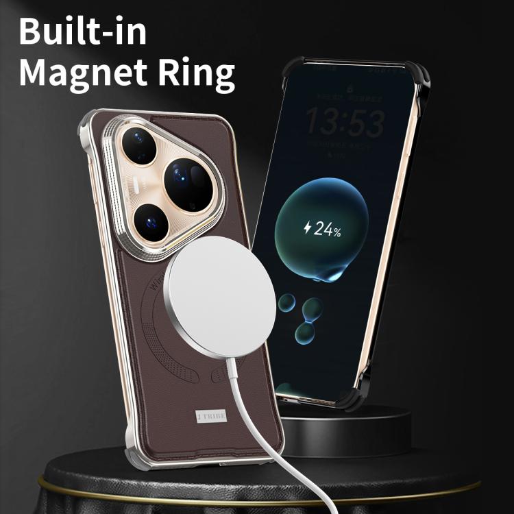 For Huawei Pura 80 Pro+ 5G J TRIBE Metal Frameless Plain Leather MagSafe Phone Case(Black) - free shipping - PMC TechLife - Order now!