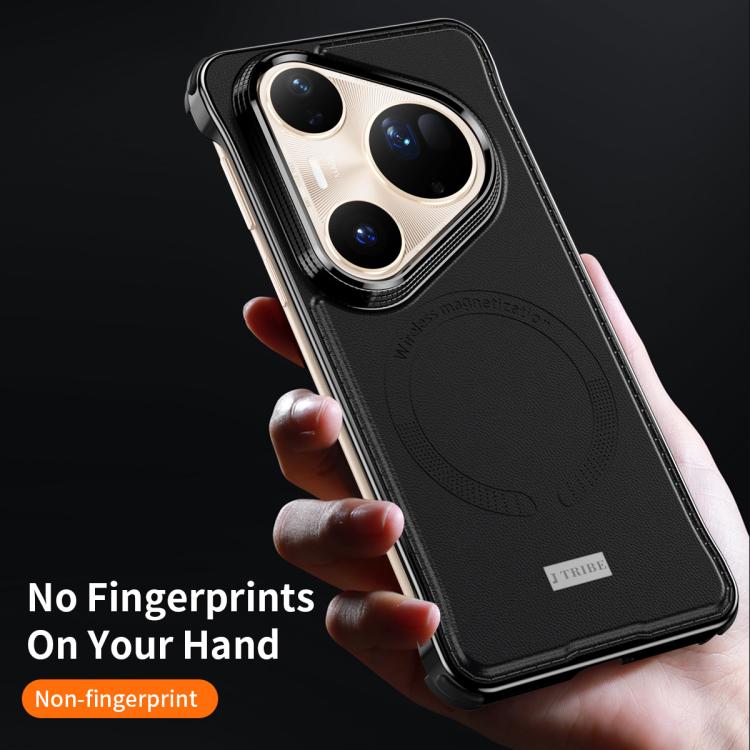 For Huawei Pura 80 Pro+ 5G J TRIBE Metal Frameless Plain Leather MagSafe Phone Case(Black) - free shipping - PMC TechLife - Order now!