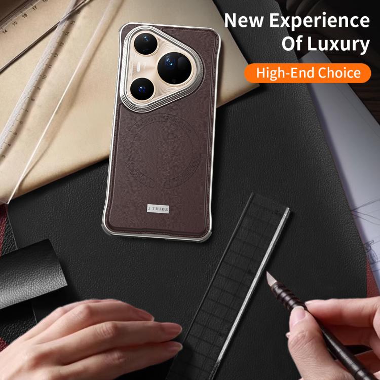 For Huawei Pura 80 Ultra 5G J TRIBE Metal Frameless Plain Leather MagSafe Phone Case(Brown) - free shipping - PMC TechLife - Order now!