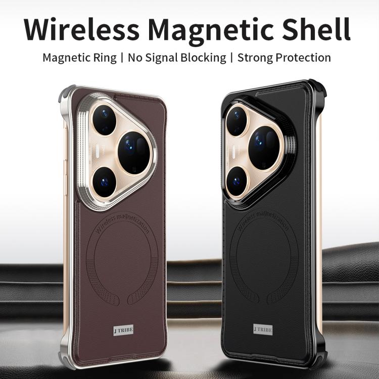 For Huawei Pura 80 Ultra 5G J TRIBE Metal Frameless Plain Leather MagSafe Phone Case(Black) - free shipping - PMC TechLife - Order now!