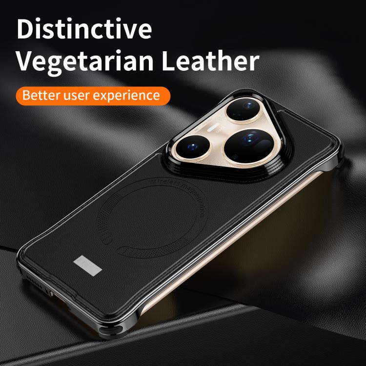 For Huawei Pura 80 Ultra 5G J TRIBE Metal Frameless Plain Leather MagSafe Phone Case(Black) - free shipping - PMC TechLife - Order now!