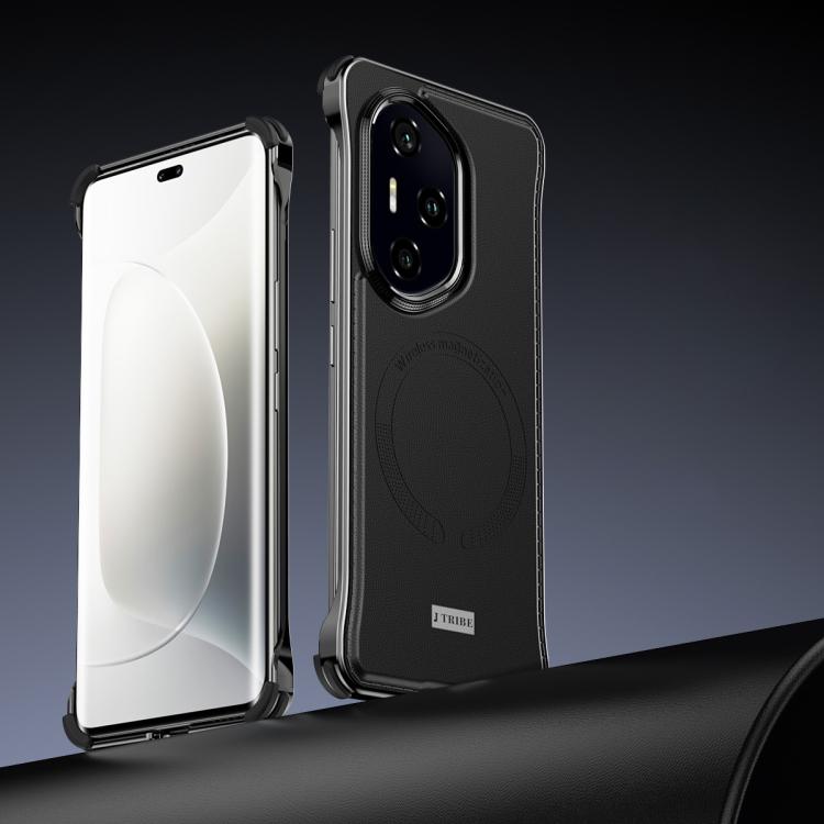 For Honor 300 J TRIBE Metal Frameless Plain Leather MagSafe Phone Case(Black) - free shipping - PMC TechLife - Order now!