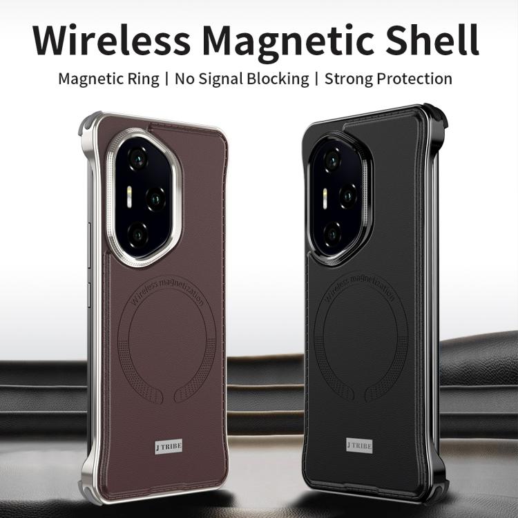 For Honor 300 J TRIBE Metal Frameless Plain Leather MagSafe Phone Case(Black) - free shipping - PMC TechLife - Order now!