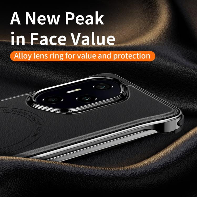 For Honor 300 J TRIBE Metal Frameless Plain Leather MagSafe Phone Case(Black) - free shipping - PMC TechLife - Order now!