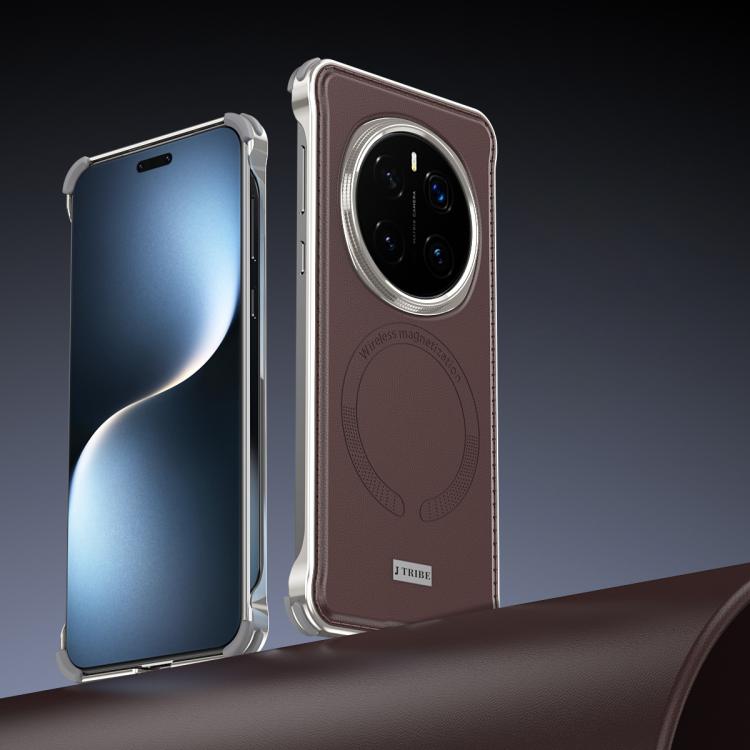 For Honor Magic7 J TRIBE Metal Frameless Plain Leather MagSafe Phone Case(Brown) - free shipping - PMC TechLife - Order now!