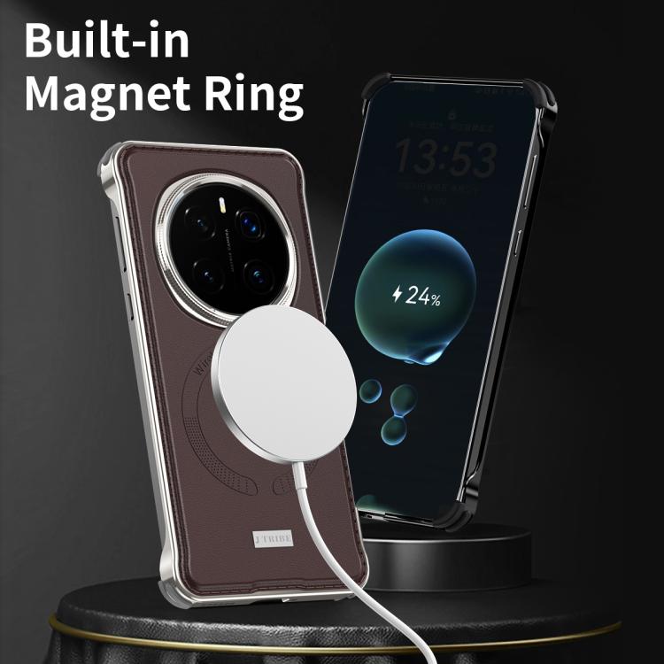 For Honor Magic7 J TRIBE Metal Frameless Plain Leather MagSafe Phone Case(Brown) - free shipping - PMC TechLife - Order now!