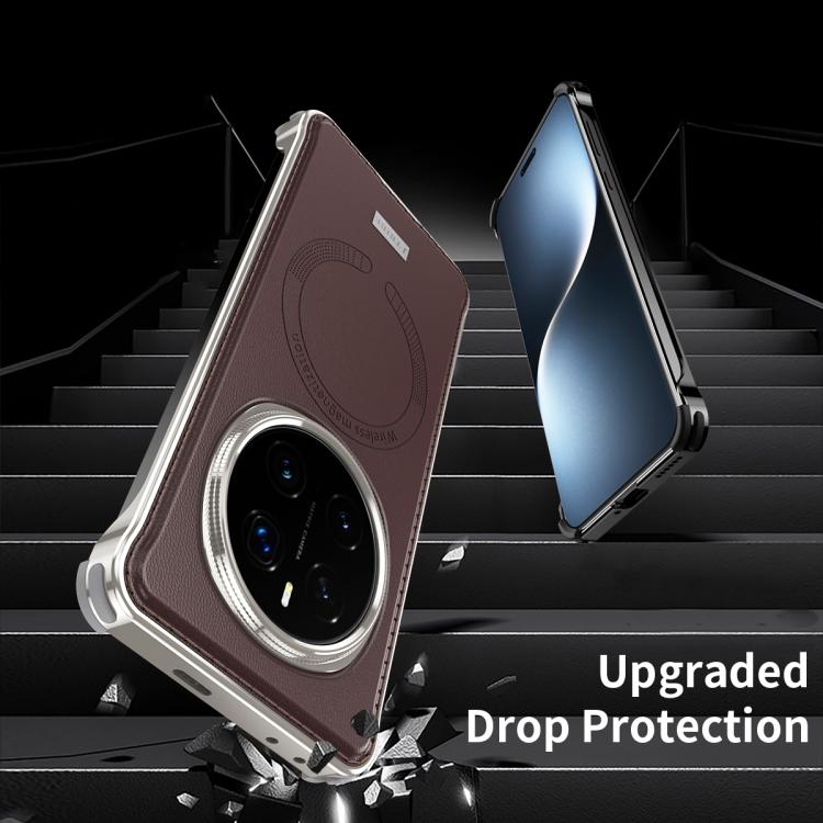 For Honor Magic7 J TRIBE Metal Frameless Plain Leather MagSafe Phone Case(Brown) - free shipping - PMC TechLife - Order now!