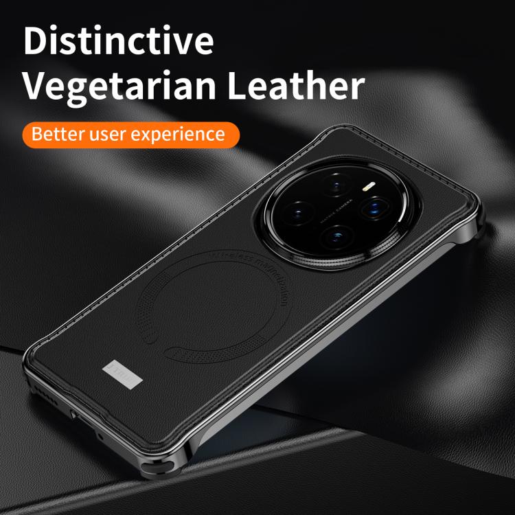 For Honor Magic7 J TRIBE Metal Frameless Plain Leather MagSafe Phone Case(Black) - free shipping - PMC TechLife - Order now!