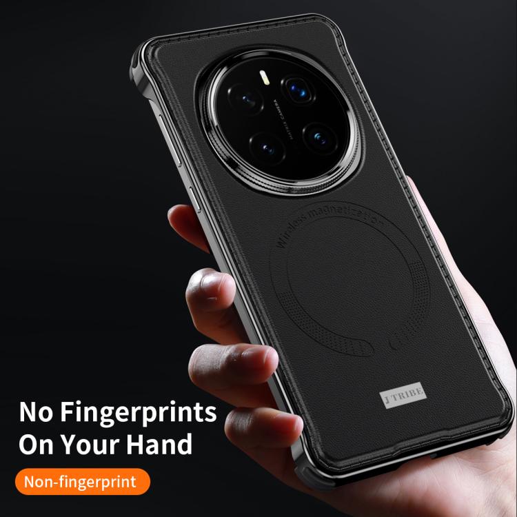 For Honor Magic7 J TRIBE Metal Frameless Plain Leather MagSafe Phone Case(Black) - free shipping - PMC TechLife - Order now!