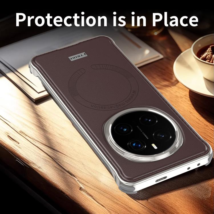 For Honor Magic7 J TRIBE Metal Frameless Plain Leather MagSafe Phone Case(Black) - free shipping - PMC TechLife - Order now!