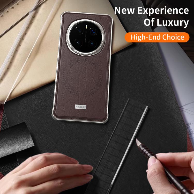 For Honor Magic7 Pro J TRIBE Metal Frameless Plain Leather MagSafe Phone Case(Brown) - free shipping - PMC TechLife - Order now!