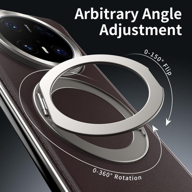 For Huawei Mate 60 Pro Metal Frameless Plain Leather MagSafe Holder Phone Case(Brown) - free shipping - PMC TechLife - Order now!