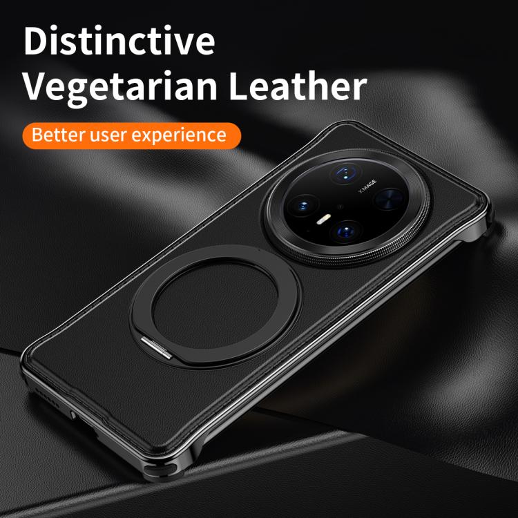 For Huawei Mate 60 Pro Metal Frameless Plain Leather MagSafe Holder Phone Case(Brown) - free shipping - PMC TechLife - Order now!