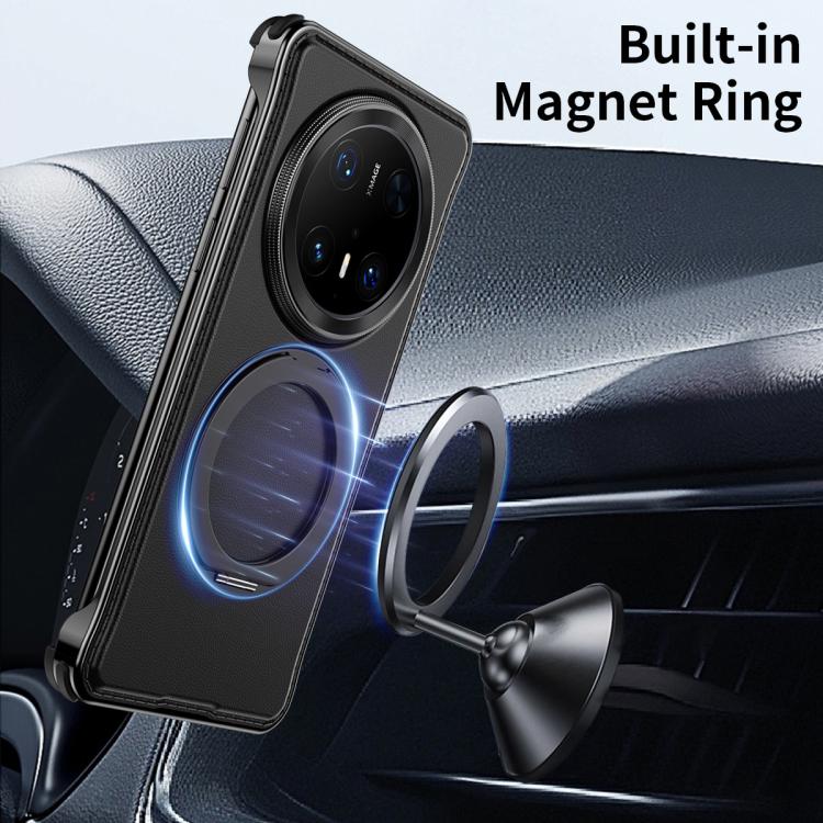 For Huawei Mate 60 Pro Metal Frameless Plain Leather MagSafe Holder Phone Case(Black) - free shipping - PMC TechLife - Order now!