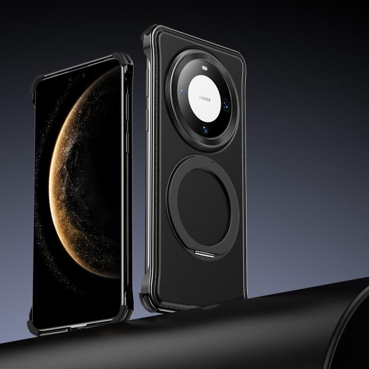 For Huawei Mate 60 Pro+ Metal Frameless Plain Leather MagSafe Holder Phone Case(Black) - free shipping - PMC TechLife - Order now!