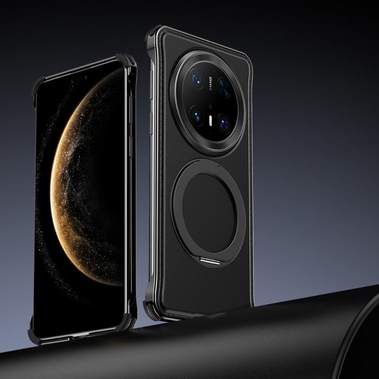 For Huawei Mate 70 Pro Metal Frameless Plain Leather MagSafe Holder Phone Case(Black) - free shipping - PMC TechLife - Order now!