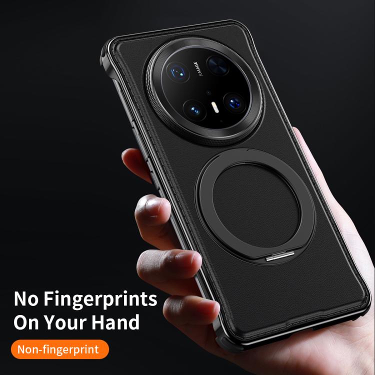 For Huawei Mate 70 Pro+ Metal Frameless Plain Leather MagSafe Holder Phone Case(Black) - free shipping - PMC TechLife - Order now!