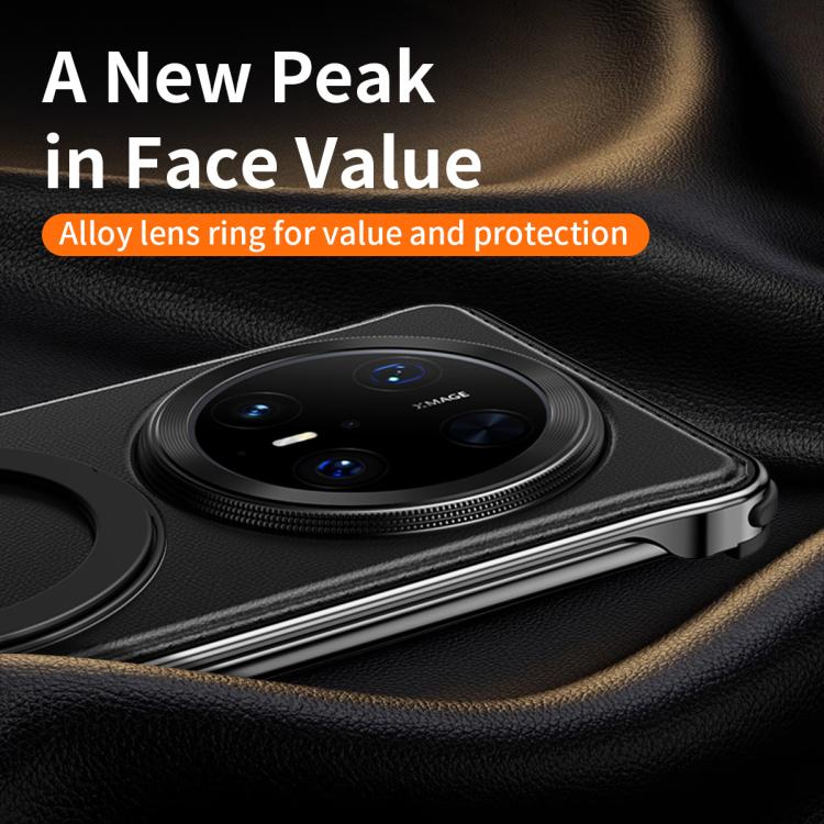 For Huawei Mate 70 Pro+ Metal Frameless Plain Leather MagSafe Holder Phone Case(Black) - free shipping - PMC TechLife - Order now!