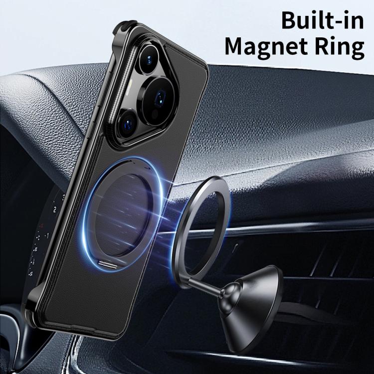 For Huawei Pura 70 Pro+ Metal Frameless Plain Leather MagSafe Holder Phone Case(Brown) - free shipping - PMC TechLife - Order now!