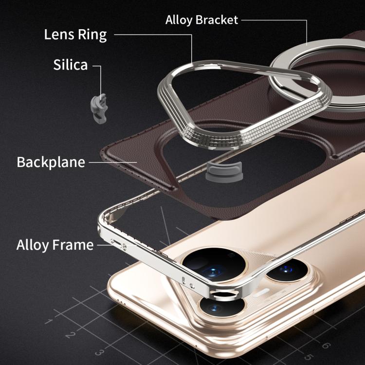 For Huawei Pura 80 Pro 5G Metal Frameless Plain Leather MagSafe Holder Phone Case(Brown) - free shipping - PMC TechLife - Order now!