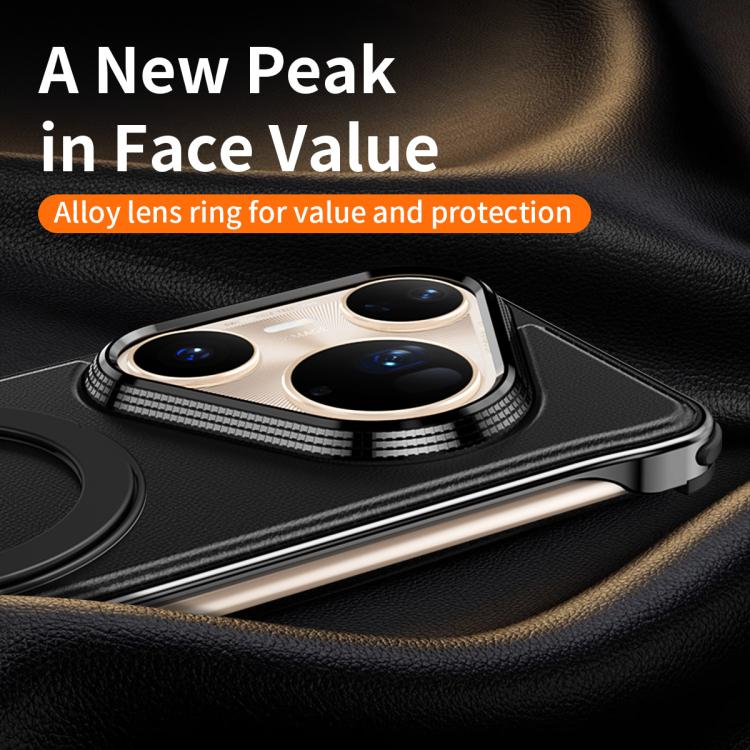 For Huawei Pura 80 Pro+ 5G Metal Frameless Plain Leather MagSafe Holder Phone Case(Black) - free shipping - PMC TechLife - Order now!