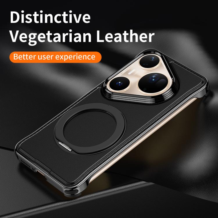 For Huawei Pura 80 Ultra 5G Metal Frameless Plain Leather MagSafe Holder Phone Case(Brown) - free shipping - PMC TechLife - Order now!