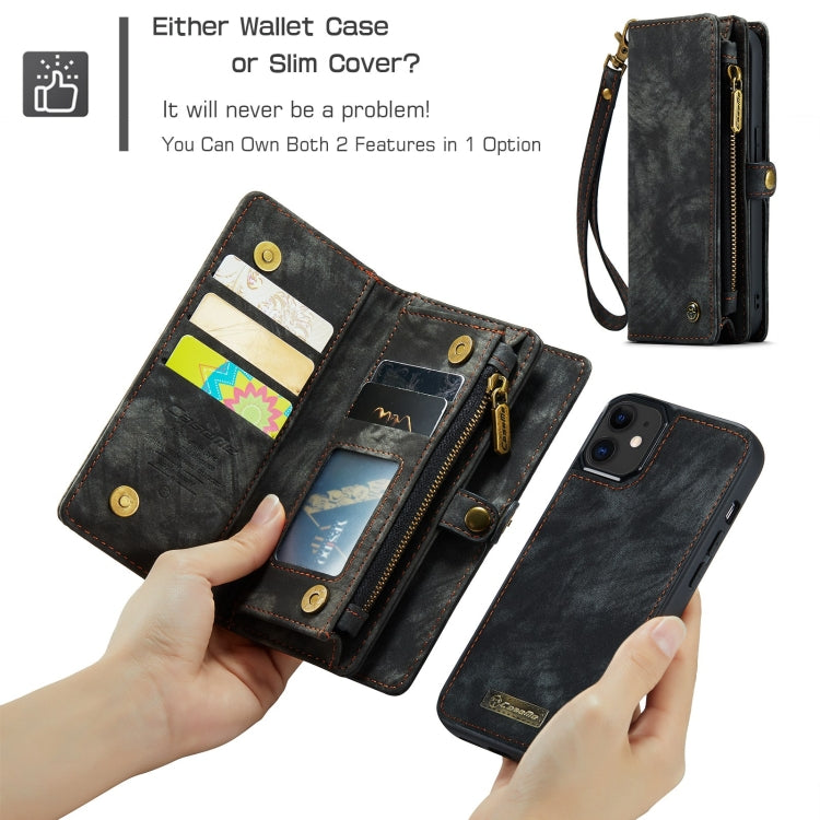 For iPhone 12 mini CaseMe-008 Detachable Multifunctional Wallet Leather Phone Case (Black) - free shipping - PMC Jewellery - Order now!