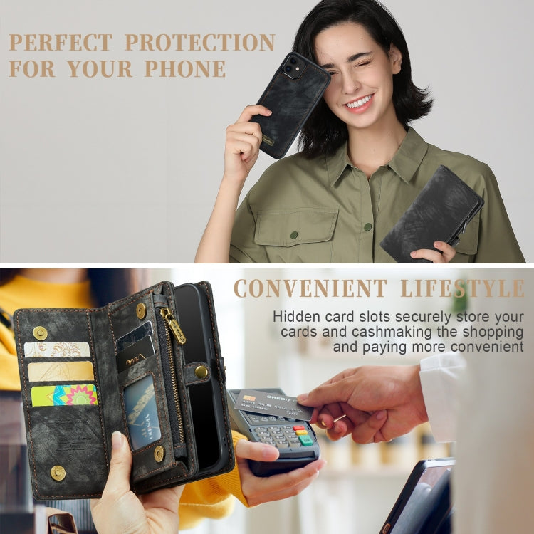 For iPhone 12 mini CaseMe-008 Detachable Multifunctional Wallet Leather Phone Case (Black) - free shipping - PMC Jewellery - Order now!