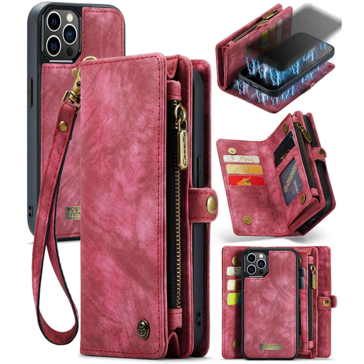 For iPhone 12 Pro Max CaseMe-008 Detachable Multifunctional Wallet Leather Phone Case (Red) - free shipping - PMC Jewellery - Order now!