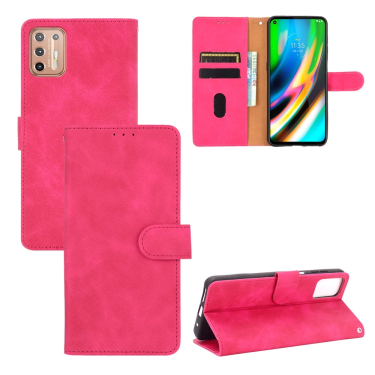 For Motorola Moto G9 Plus Solid Color Skin Feel Magnetic Buckle Horizontal Flip Calf Texture PU Leather Case with Holder & Card Slots & Wallet(Rose Red) - Motorola Cases by PMC TechLife | Online Shopping South Africa | PMC TechLife | Buy Now Pay Later Mobicred