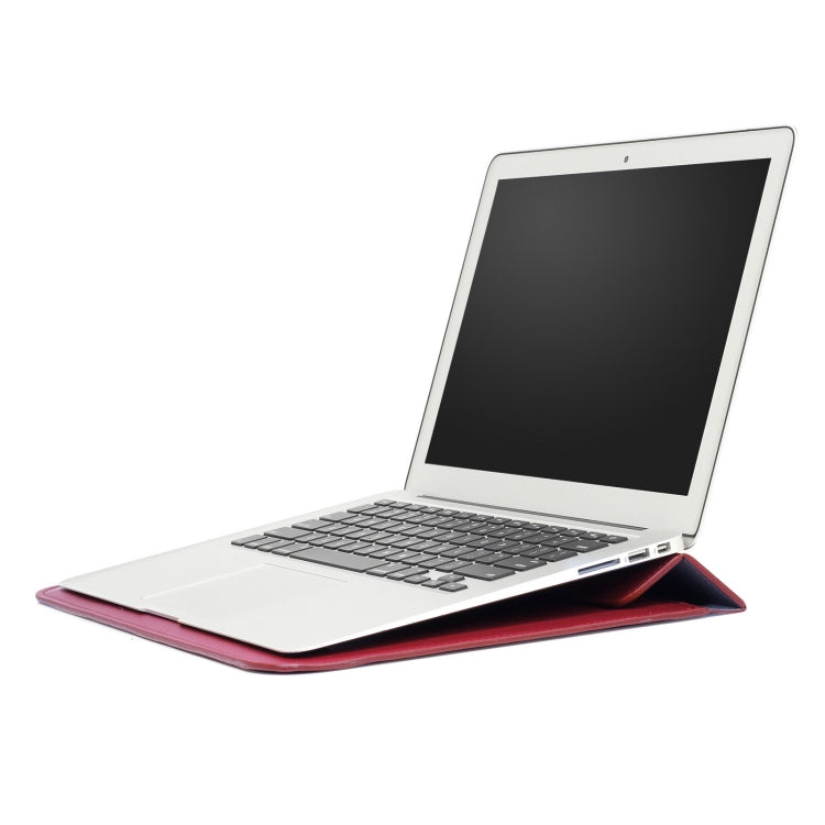 PU Leather Ultra-thin Envelope Bag Laptop Bag for MacBook Air / Pro 11 inch, with Stand Function(Wine Red) - free shipping - PMC Jewellery - Order now!