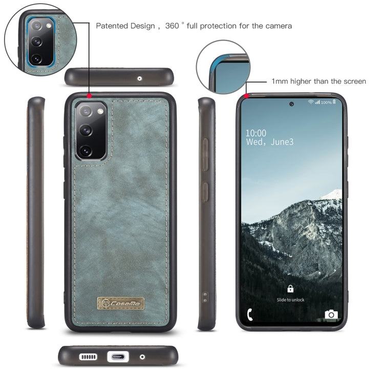 For Samsung Galaxy S20 FE CaseMe 008 Detachable Multifunctional Horizontal Flip Leather Case with Holder & Card Slot & Zipper Wallet & Photo Frame(Blue) - free shipping - PMC Jewellery - Order now!