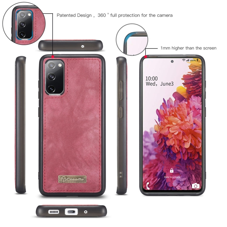 For Samsung Galaxy S20 FE CaseMe 008 Detachable Multifunctional Horizontal Flip Leather Case with Holder & Card Slot & Zipper Wallet & Photo Frame(Red) - Galaxy S20 FE Cases by CaseMe | Online Shopping South Africa | PMC Jewellery | Buy Now Pay Later Mobicred