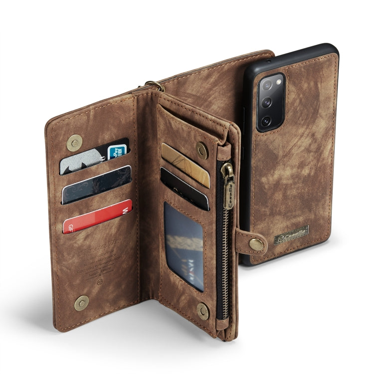 For Samsung Galaxy S20 FE CaseMe 008 Detachable Multifunctional Horizontal Flip Leather Case with Holder & Card Slot & Zipper Wallet & Photo Frame(Brown) - free shipping - PMC Jewellery - Order now!