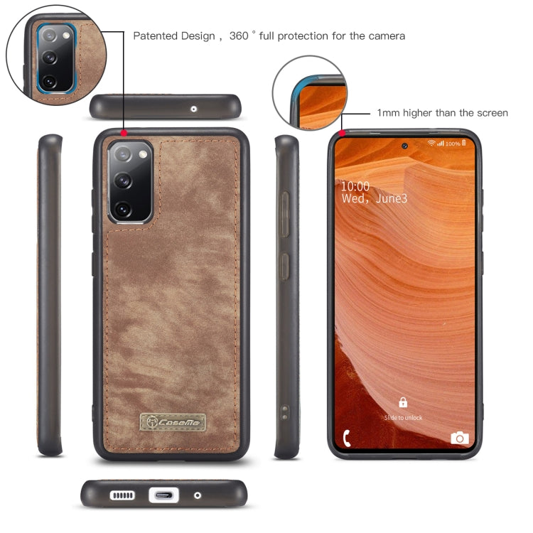 For Samsung Galaxy S20 FE CaseMe 008 Detachable Multifunctional Horizontal Flip Leather Case with Holder & Card Slot & Zipper Wallet & Photo Frame(Brown) - free shipping - PMC Jewellery - Order now!