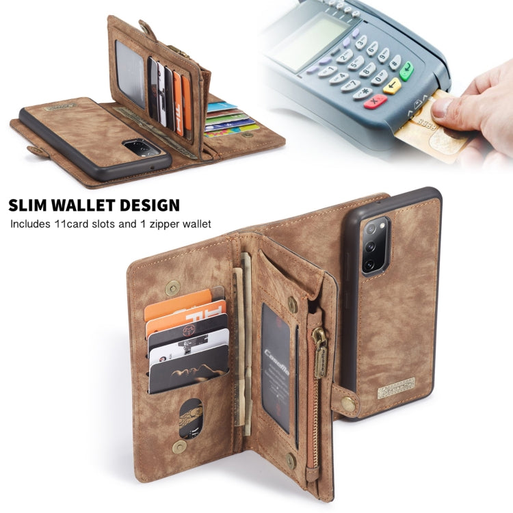 For Samsung Galaxy S20 FE CaseMe 008 Detachable Multifunctional Horizontal Flip Leather Case with Holder & Card Slot & Zipper Wallet & Photo Frame(Brown) - free shipping - PMC Jewellery - Order now!