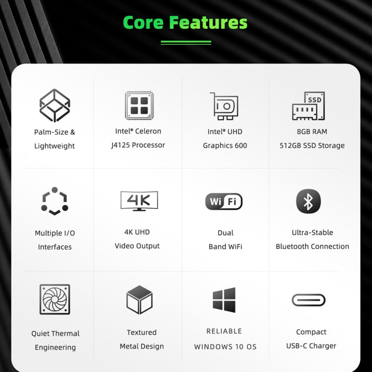 GMK NucBox Windows 10 System Mini PC, Intel Celeron J4125 Quad Core 64bit 14nm 2GHz-2.7GHz, Support WiFi & Bluetooth & RJ45, 8GB+128GB,EU Plug - Windows Mini PCs by PMC TechLife | Online Shopping South Africa | PMC TechLife | Buy Now Pay Later Mobicred