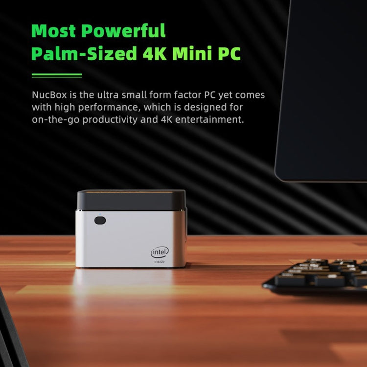 GMK NucBox Windows 10 System Mini PC, Intel Celeron J4125 Quad Core 64bit 14nm 2GHz-2.7GHz, Support WiFi & Bluetooth & RJ45, 8GB+128GB,EU Plug - Windows Mini PCs by PMC TechLife | Online Shopping South Africa | PMC TechLife | Buy Now Pay Later Mobicred