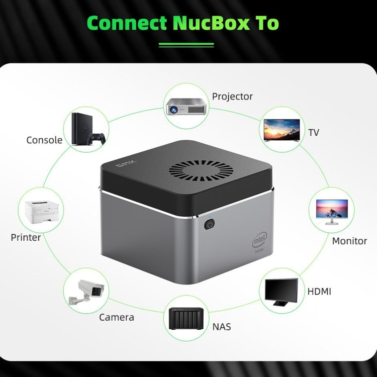 GMK NucBox Windows 10 System Mini PC, Intel Celeron J4125 Quad Core 64bit 14nm 2GHz-2.7GHz, Support WiFi & Bluetooth & RJ45, 8GB+128GB,EU Plug - Windows Mini PCs by PMC TechLife | Online Shopping South Africa | PMC TechLife | Buy Now Pay Later Mobicred