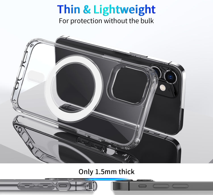 For iPhone 12 Pro Max Magsafe Case Magnetic Ring Clear Crystal Acrylic +TPU Four-corner Airbag Shockproof Case(Transparent) - iPhone 12 Pro Max Cases by PMC TechLife | Online Shopping South Africa | PMC TechLife
