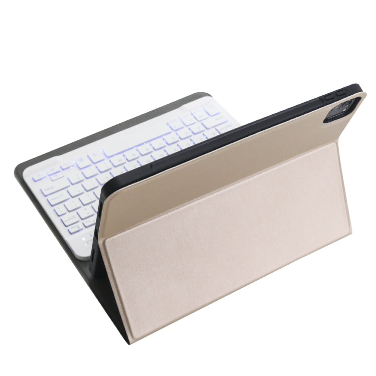 A098BS Detachable Ultra-thin Backlight Bluetooth Keyboard Tablet Case for iPad Air 11 2024 / 2025 / Air 4 10.9 inch 2020, with Stand & Pen Slot(Gold) - For iPad Air by PMC Jewellery | Online Shopping South Africa | PMC Jewellery | Buy Now Pay Later Mobicred